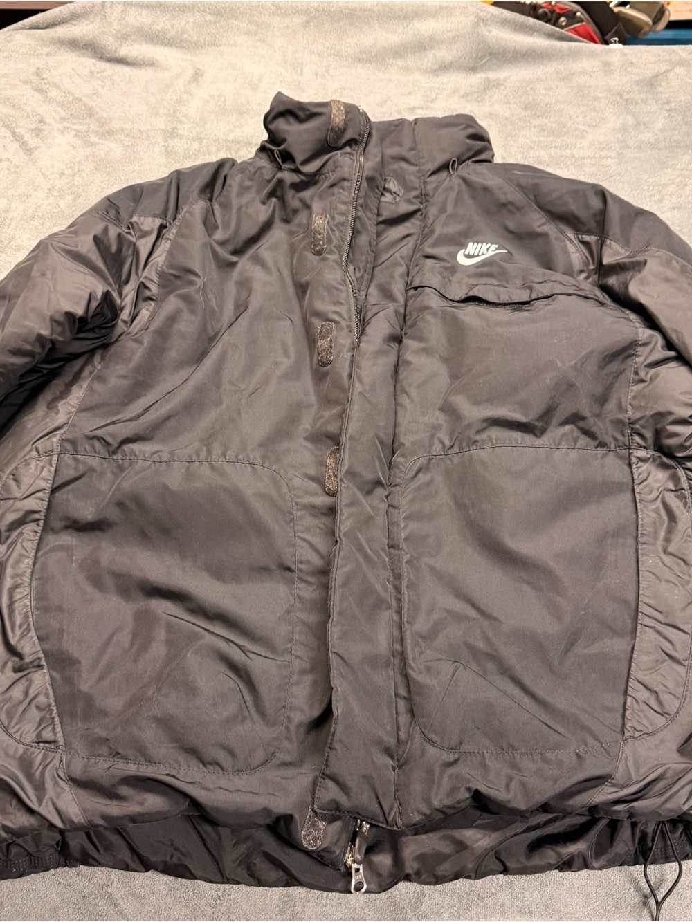 Nike Black Jacket with Tan Faux Fur Hood Trim - removable hood & fur - Picture 2 of 13